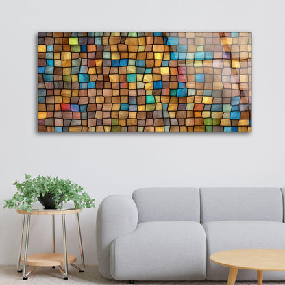 Stained Glass Symphony: Tempered Glass Abstract Mosaic Art