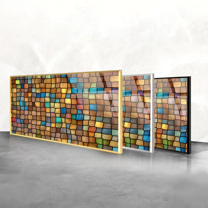 Stained Glass Symphony: Tempered Glass Abstract Mosaic Art