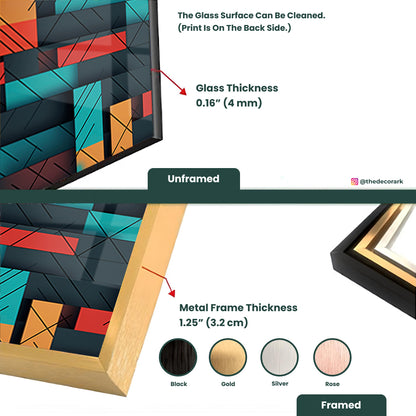 Geometric Vibrance: Tempered Glass Abstract Art with Shapes