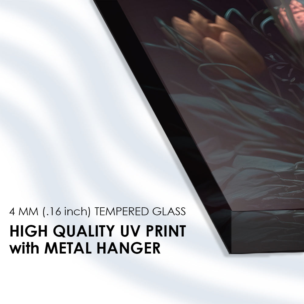 Blossoming Color Symphony: Tempered Glass Abstract Floral Bouquet