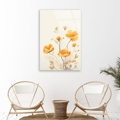 Orange Blossom Array: Bunch of Orange Flowers on Glass Wall Art