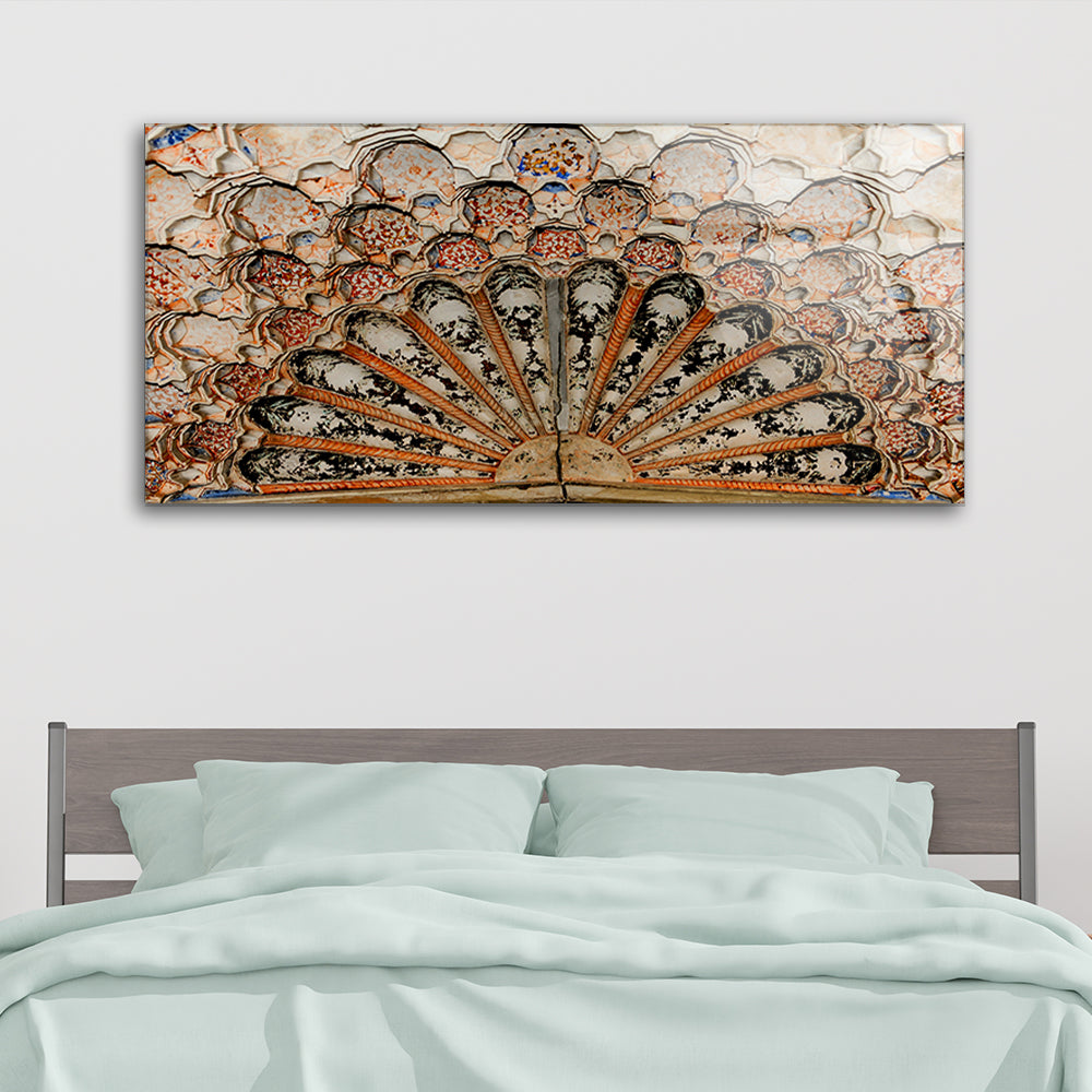 Asian Mosaic Tranquility: Tempered Glass Abstract Dome Art