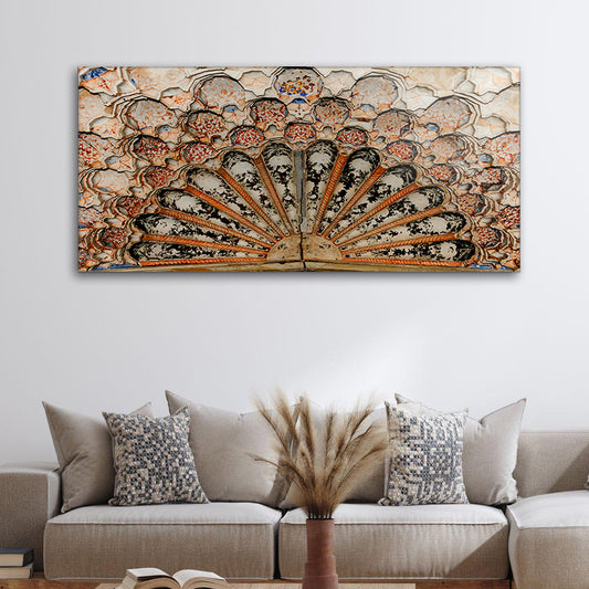 Asian Mosaic Tranquility: Tempered Glass Abstract Dome Art