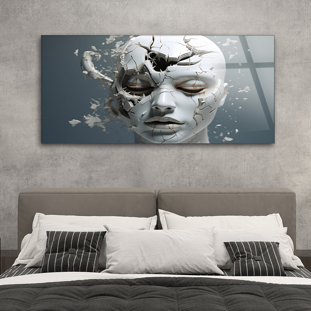 Realistic Portrait Study: Tempered Glass Wall Decor