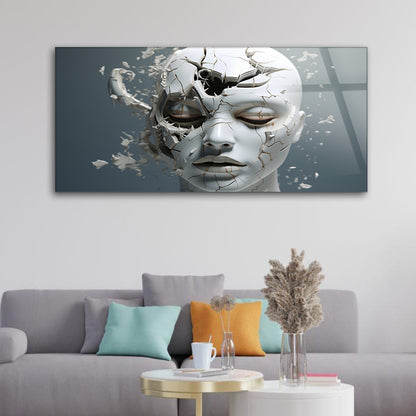 Realistic Portrait Study: Tempered Glass Wall Decor