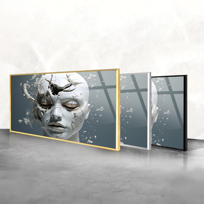 Realistic Portrait Study: Tempered Glass Wall Decor