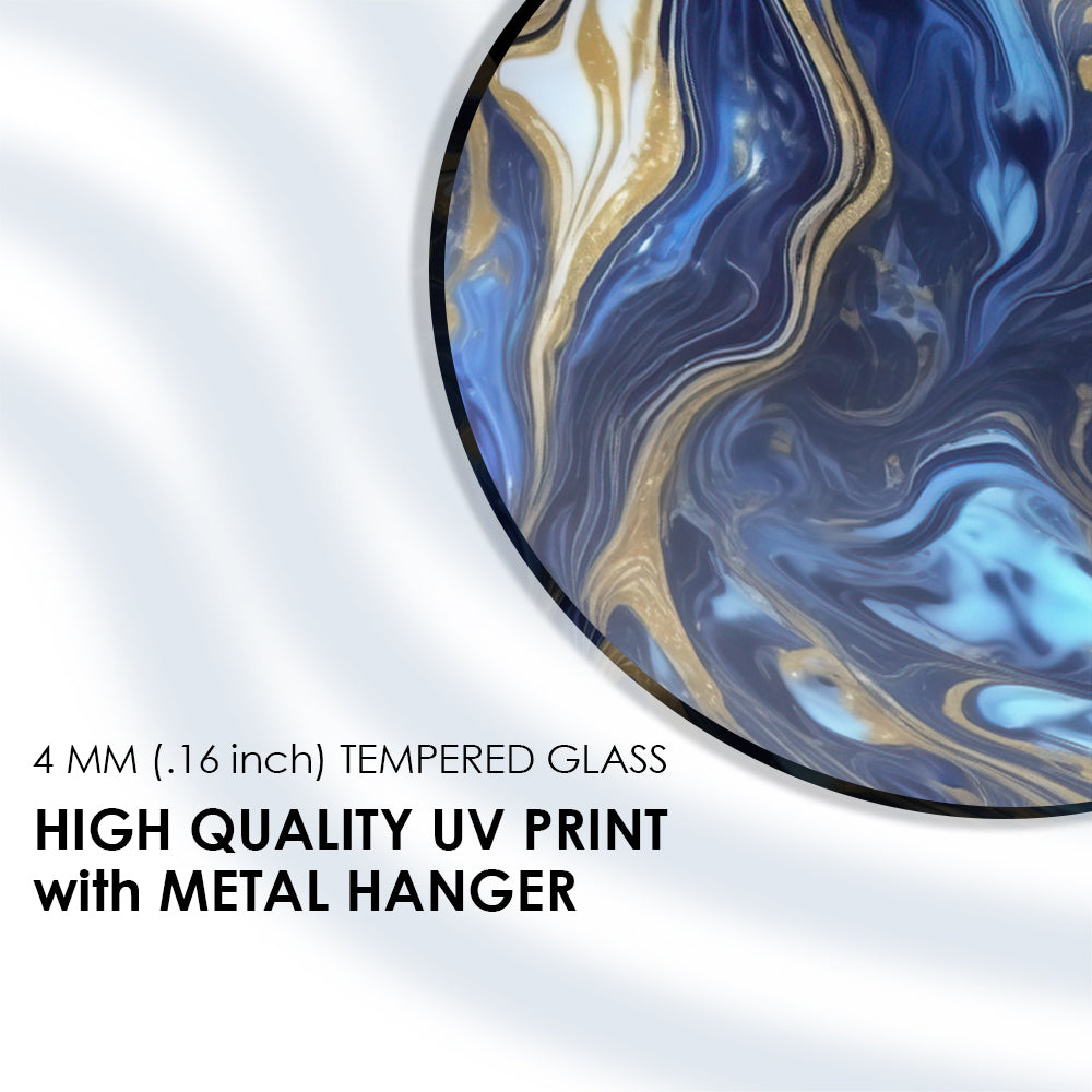 Azure Gold Marble Tempered Glass Art