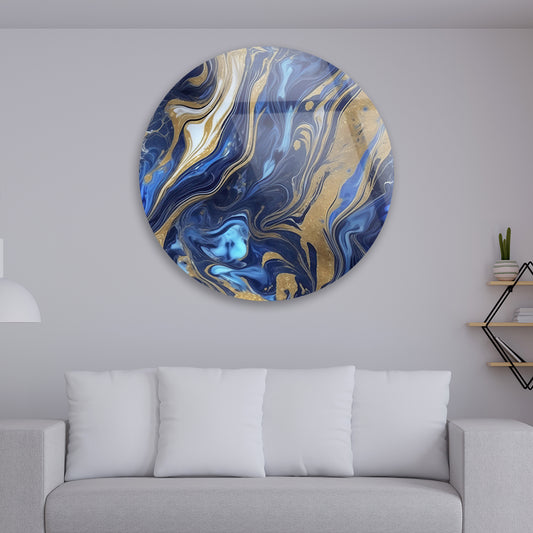 Azure Gold Marble Tempered Glass Art
