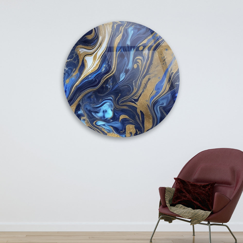 Azure Gold Marble Tempered Glass Art