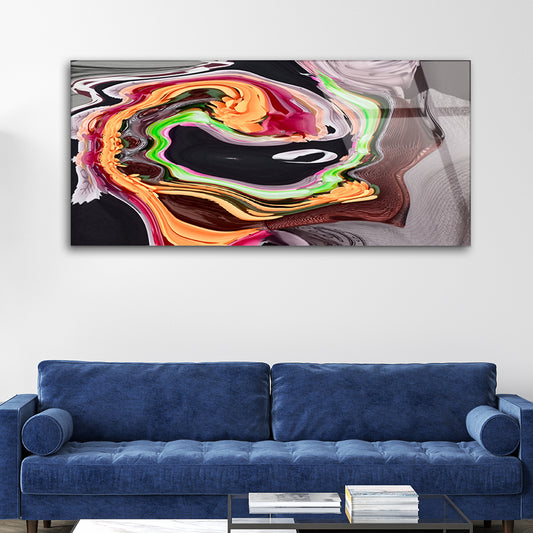 Colorful Fluid Symphony: Tempered Glass Painting Art
