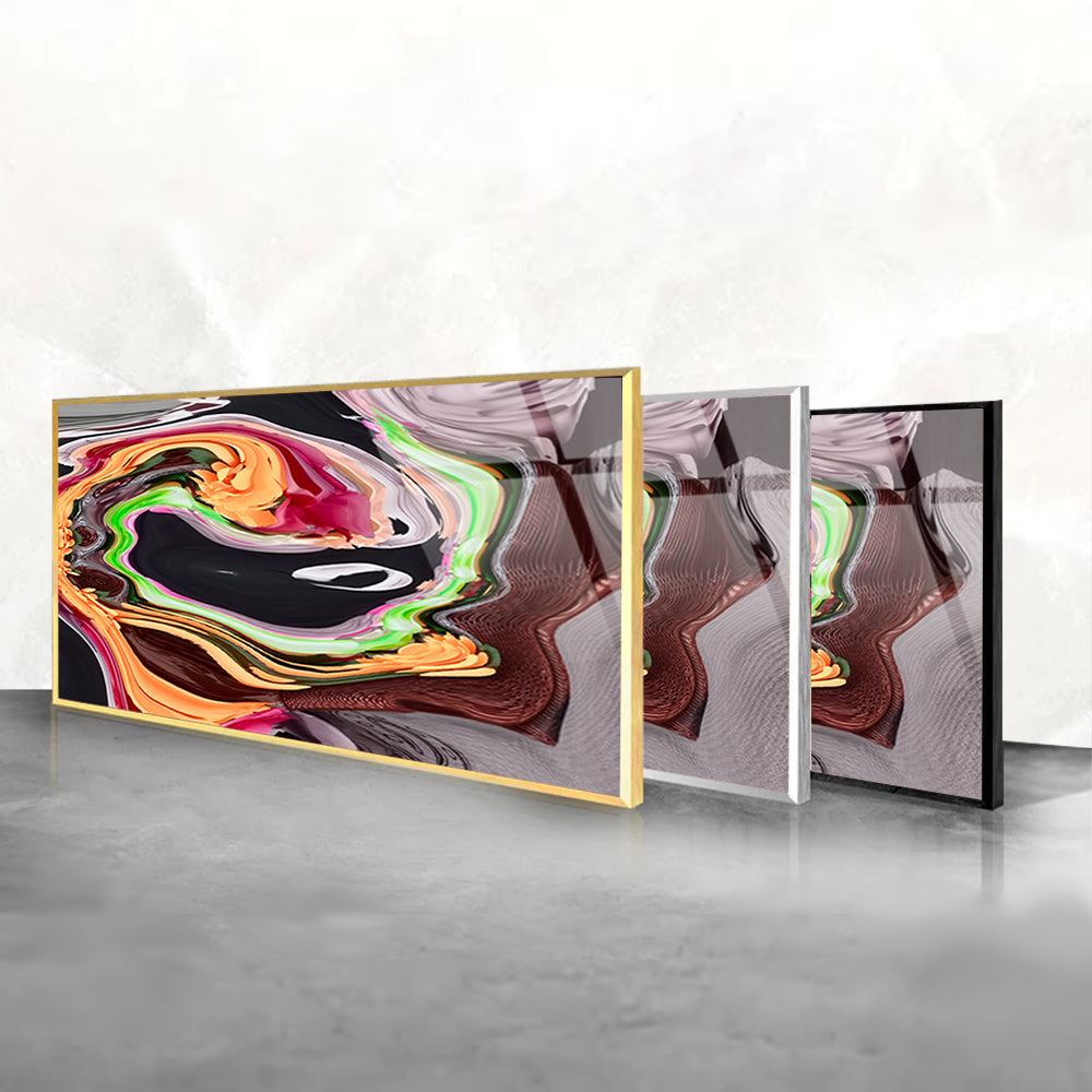 Colorful Fluid Symphony: Tempered Glass Painting Art