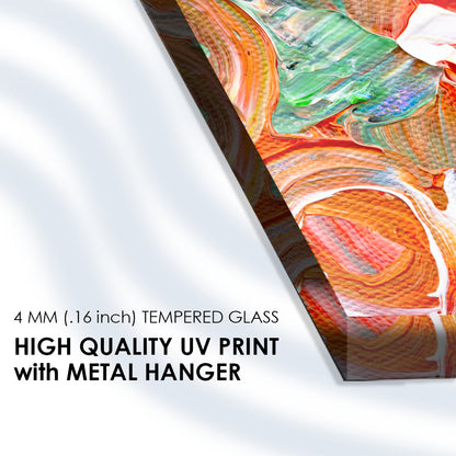 Abstract Color Burst: Tempered Glass Painting Art