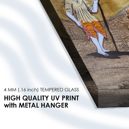 Village Landscape Serenity: Tempered Glass Artwork