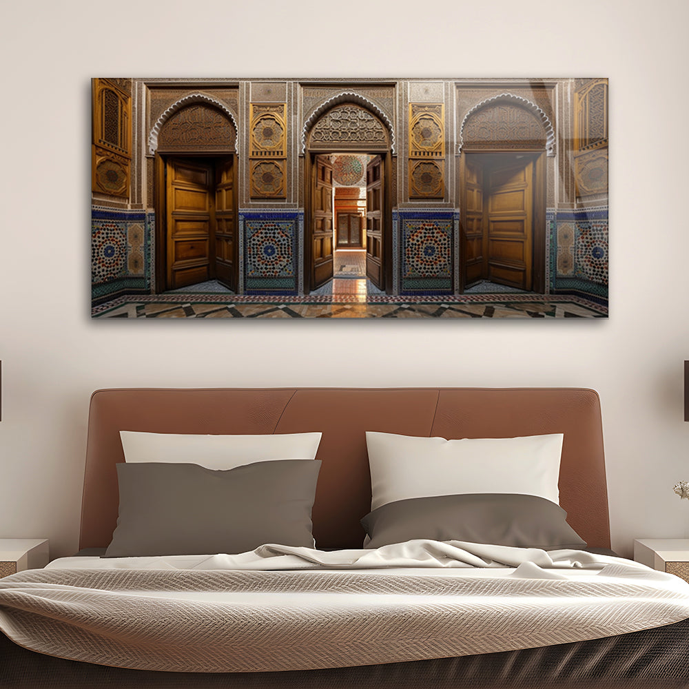 Luxurious Room Entry: Tempered Glass Door Art