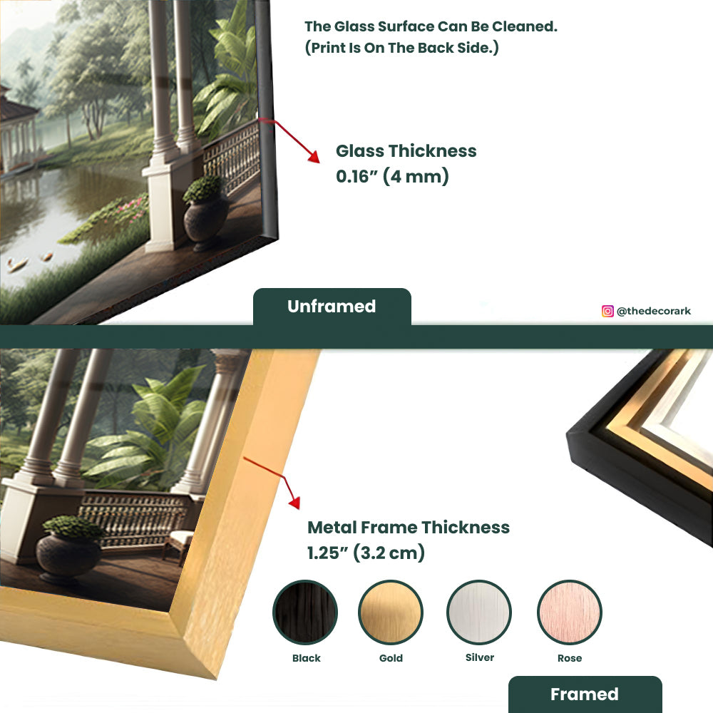 Terrace Tranquility: Tempered Glass Pond Design Art