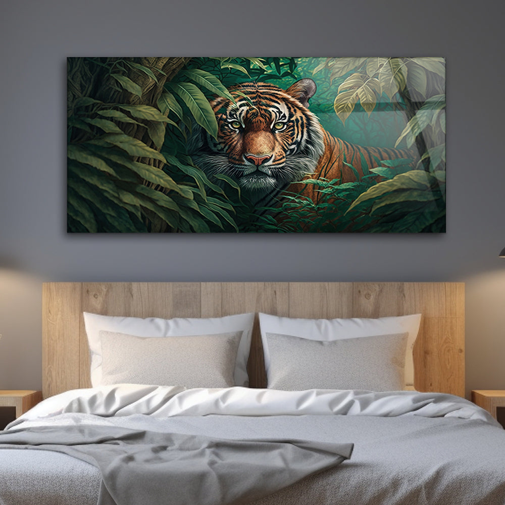 Tiger's Gaze: Tempered Glass Bengal Tiger Art