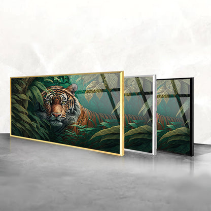 Tiger's Gaze: Tempered Glass Bengal Tiger Art