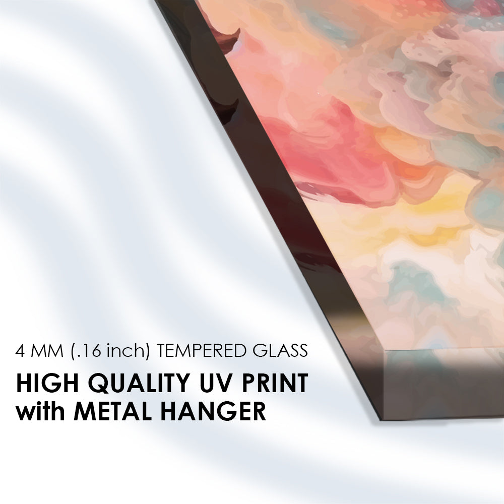 Colorful Abstract Melody: Tempered Glass Abstract Painting Art