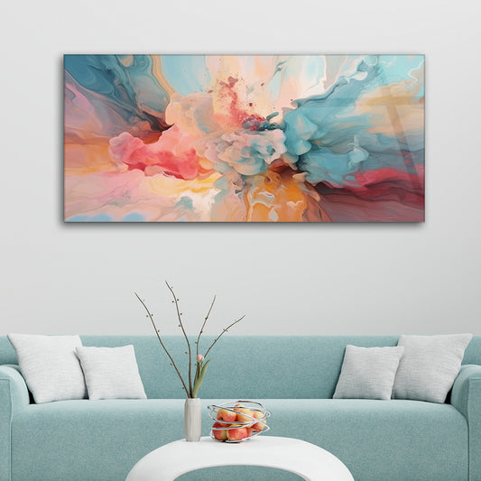 Colorful Abstract Melody: Tempered Glass Abstract Painting Art