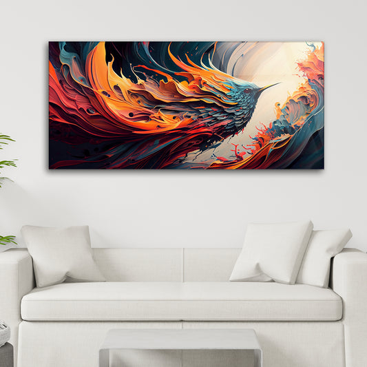 Vibrant Feathers: Tempered Glass Abstract Avian Art