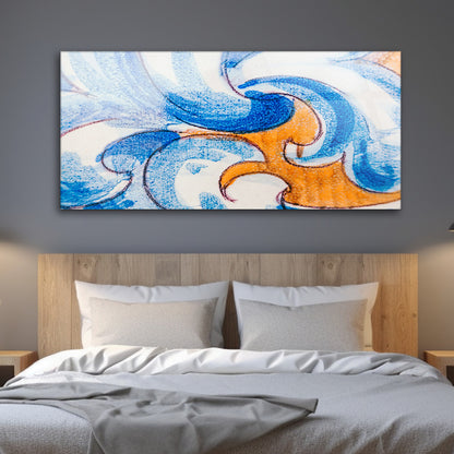 Serene Waters: Tempered Glass Watercolor Wave Art