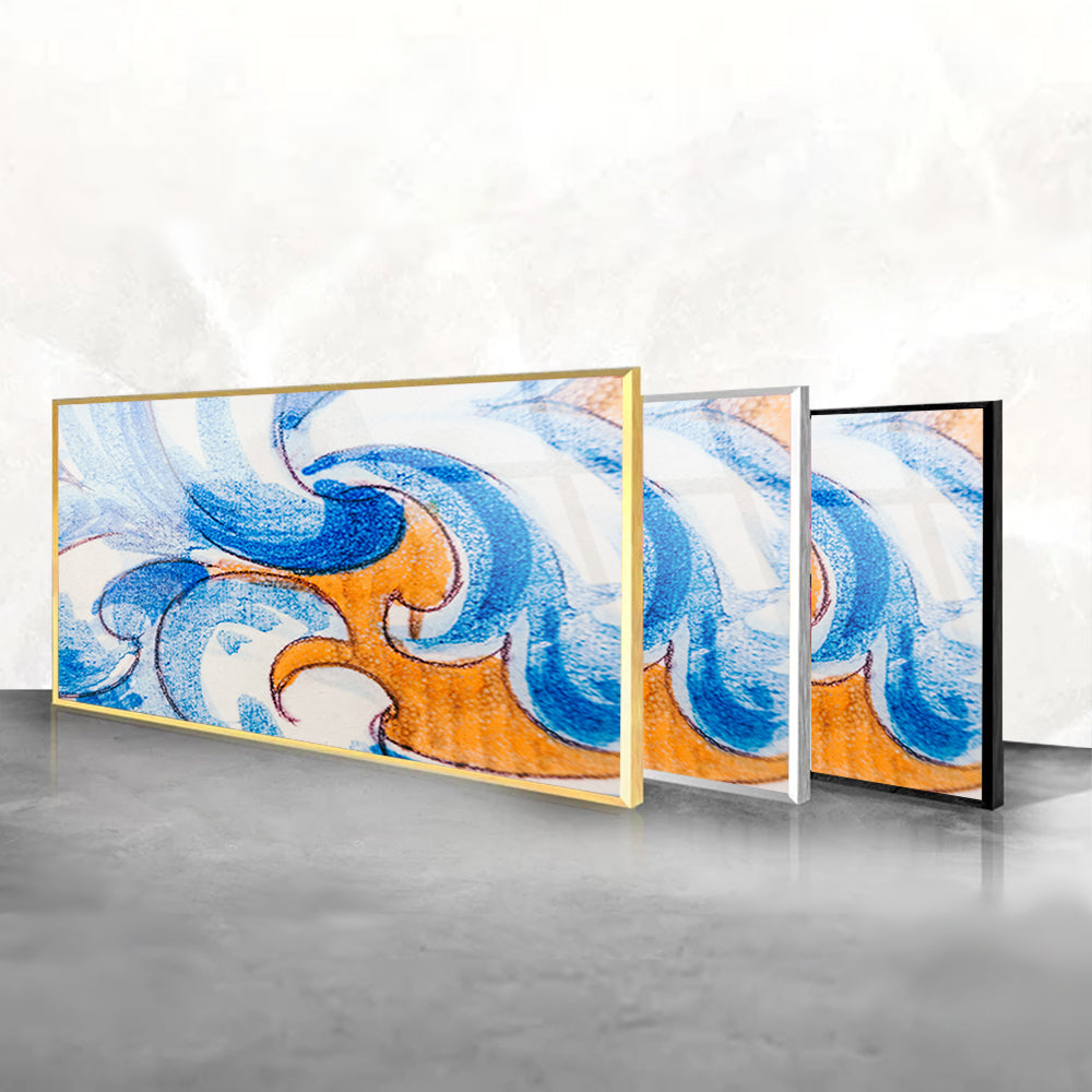 Serene Waters: Tempered Glass Watercolor Wave Art