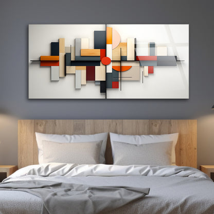 Geometric Harmony: Tempered Glass Abstract Shapes Artwork