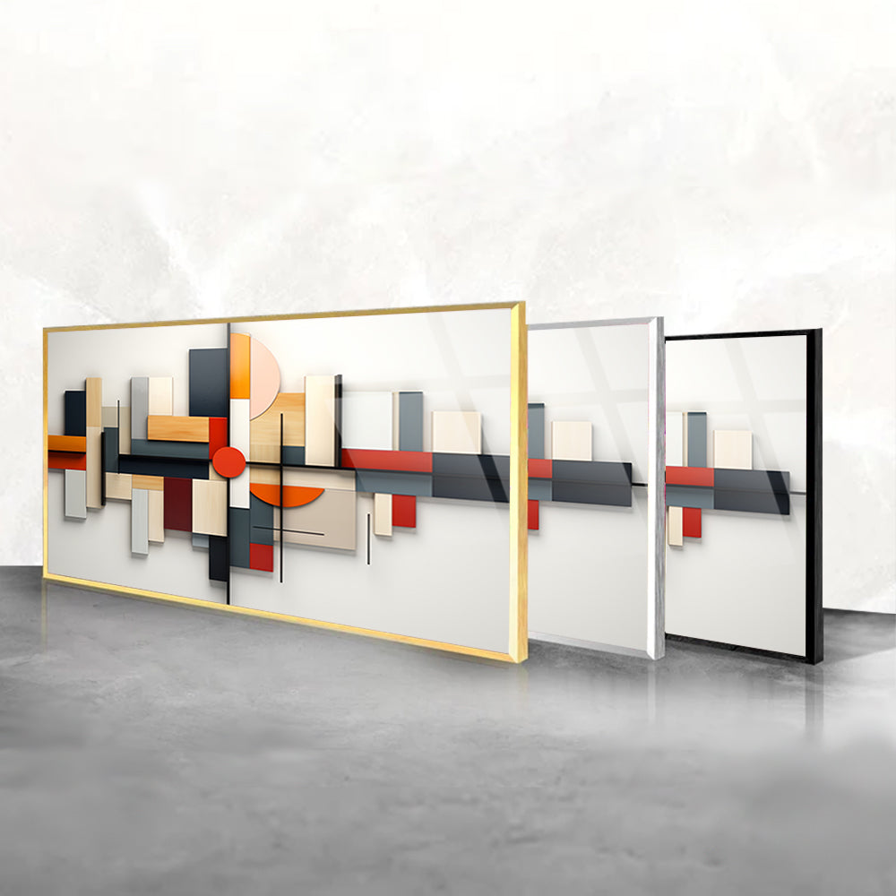 Geometric Harmony: Tempered Glass Abstract Shapes Artwork