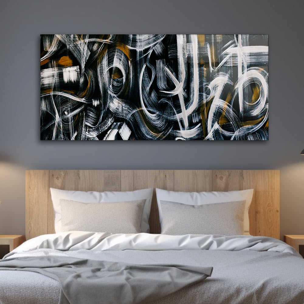 Graffiti Abstraction: Tempered Glass Abstract Brush Strokes Art