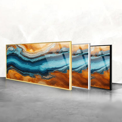 Volcanic Agate Closeup: Tempered Glass Texture Art