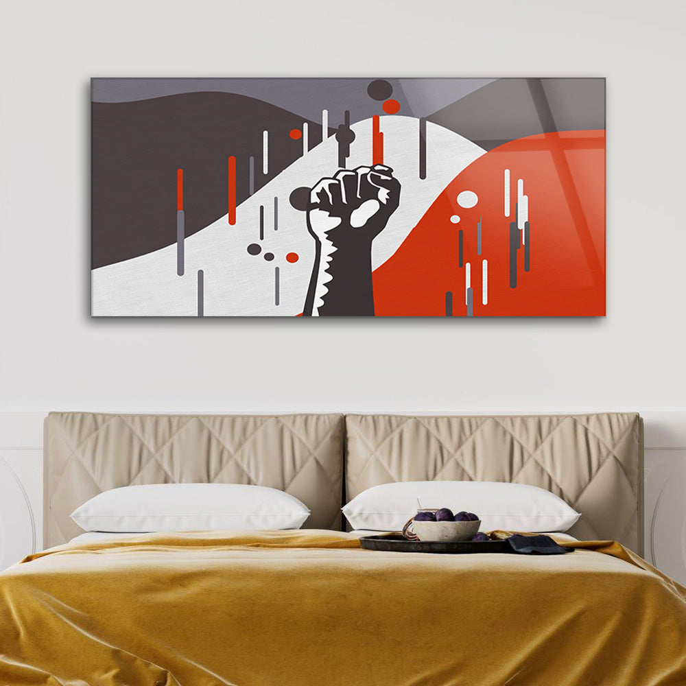 Raised Fist: Tempered Glass Artwork