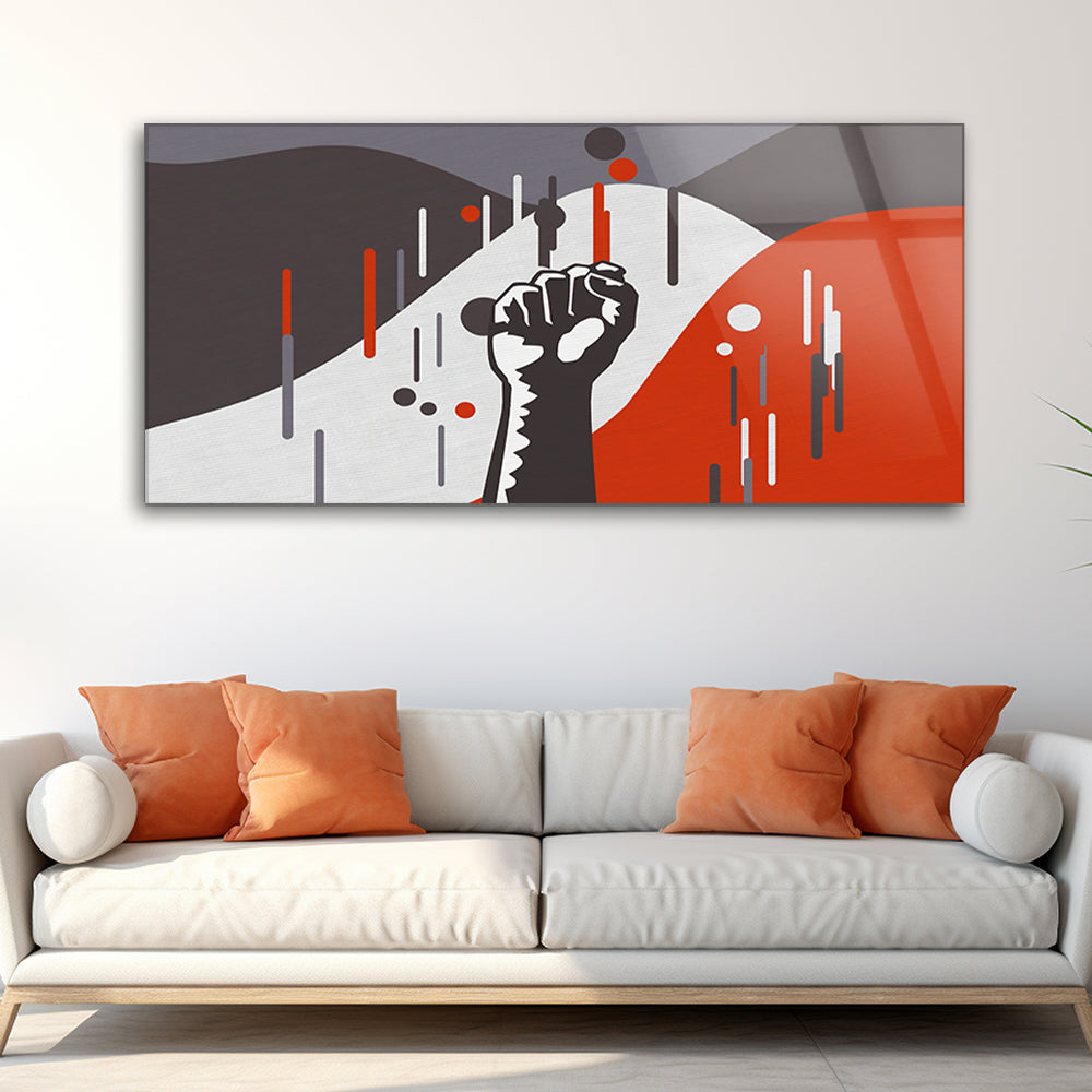 Raised Fist: Tempered Glass Artwork