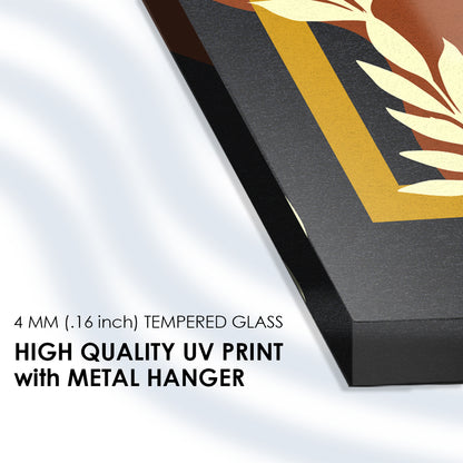 Leafy Reflections: Tempered Glass Wall Art