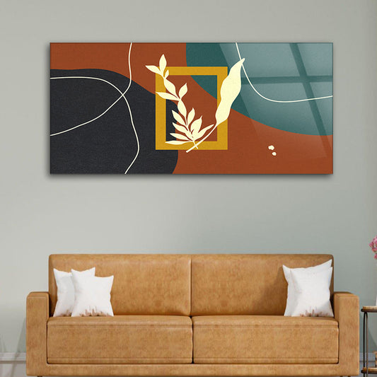 Leafy Reflections: Tempered Glass Wall Art