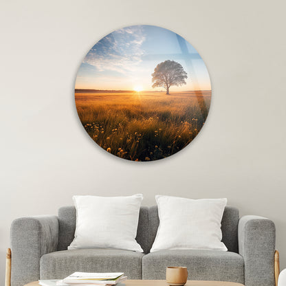 Sunset Silhouette Tree Glass Art