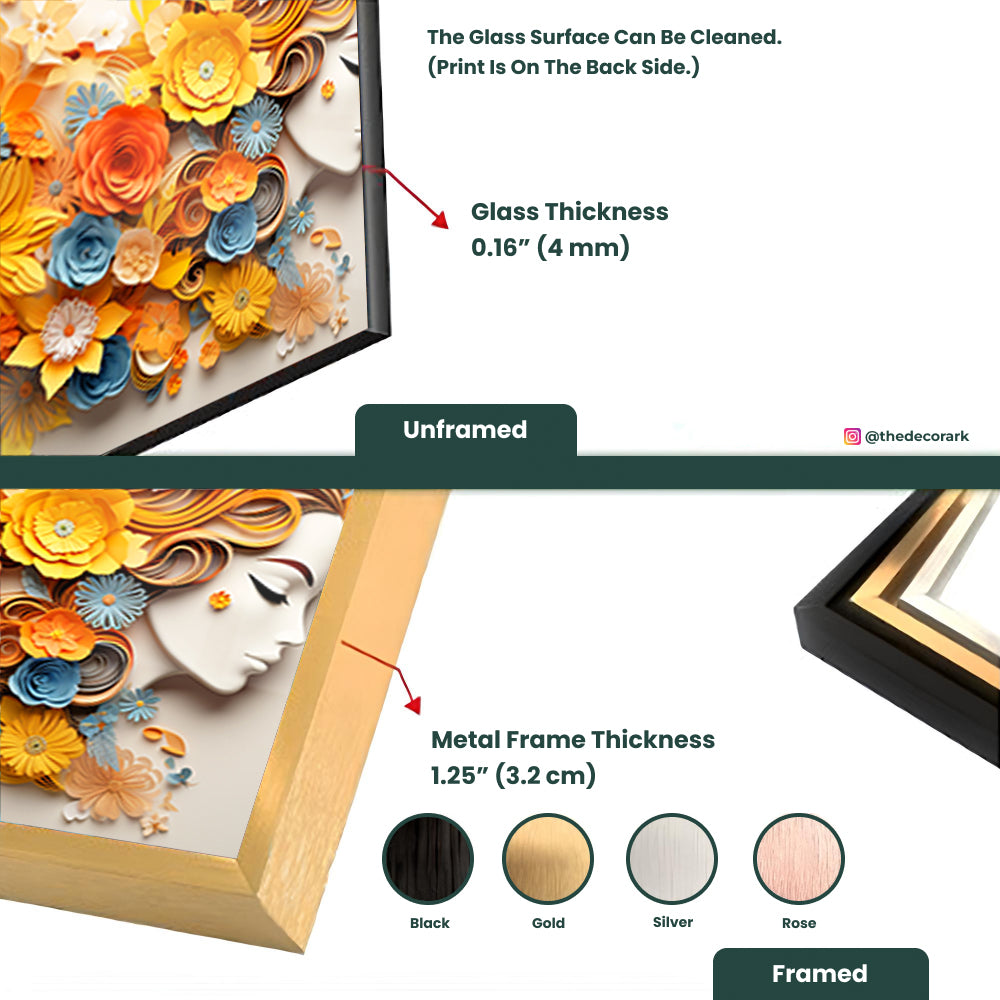 Floral Harmony: Tempered Glass Wall Art
