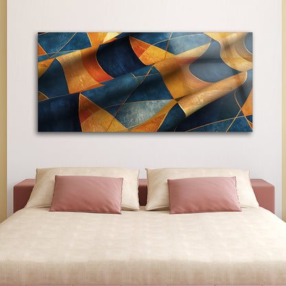 Multicolored Geometric Fusion: Tempered Glass Artwork