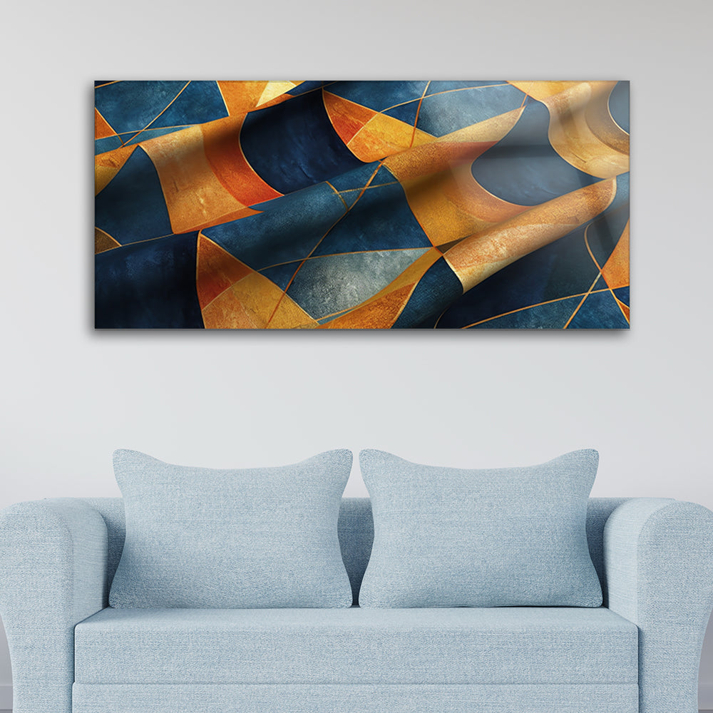 Multicolored Geometric Fusion: Tempered Glass Artwork