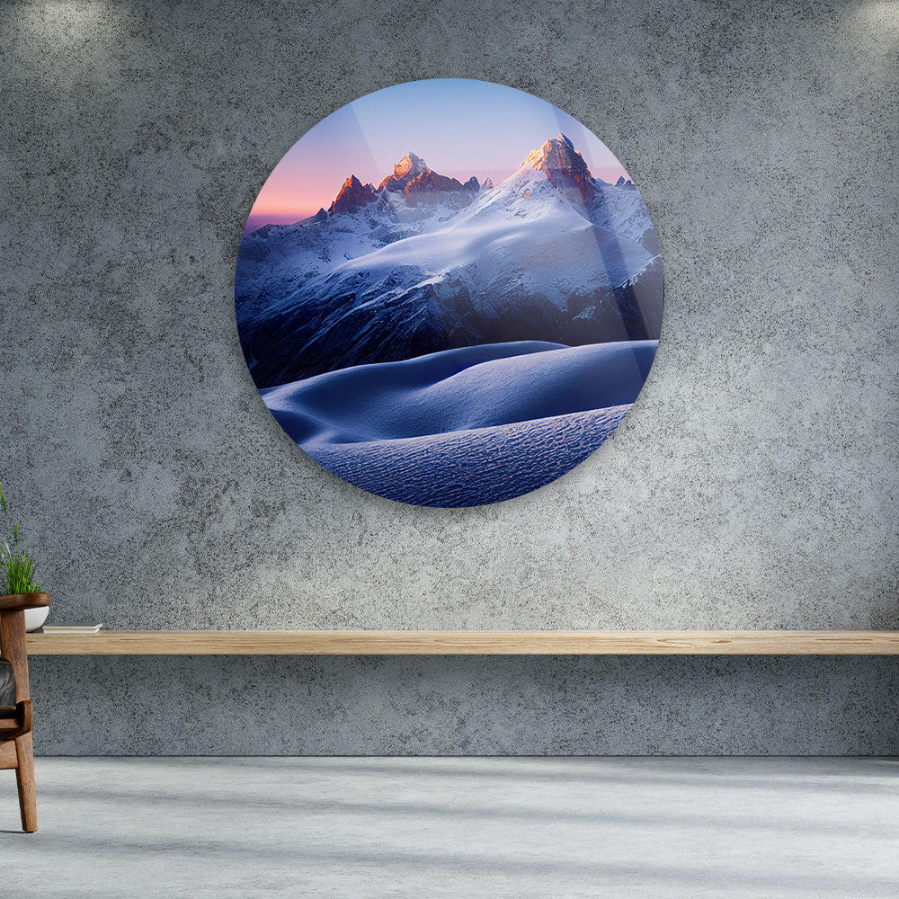 Snowy Peaks Winter Glass Art