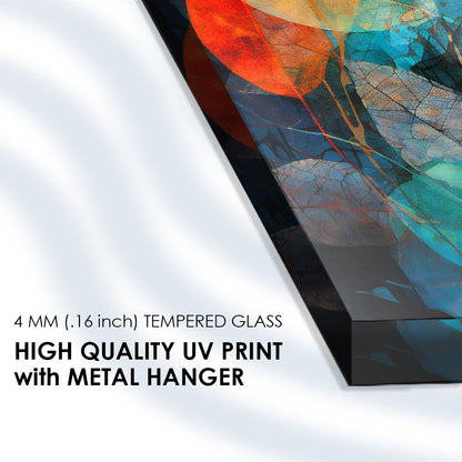Abstract Leafy Symphony: Tempered Glass Painting