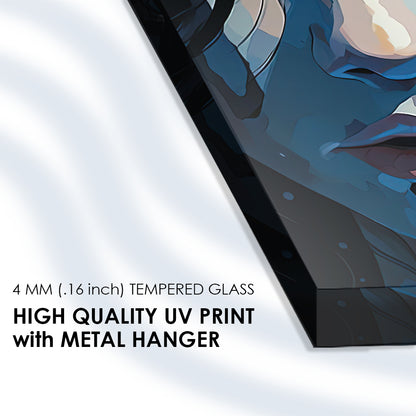 Enigmatic Eyes: Tempered Glass Portrait Art