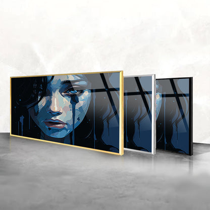 Enigmatic Eyes: Tempered Glass Portrait Art