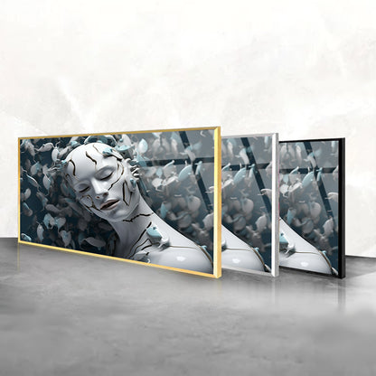Fractured Beauty: Tempered Glass Portrait Art