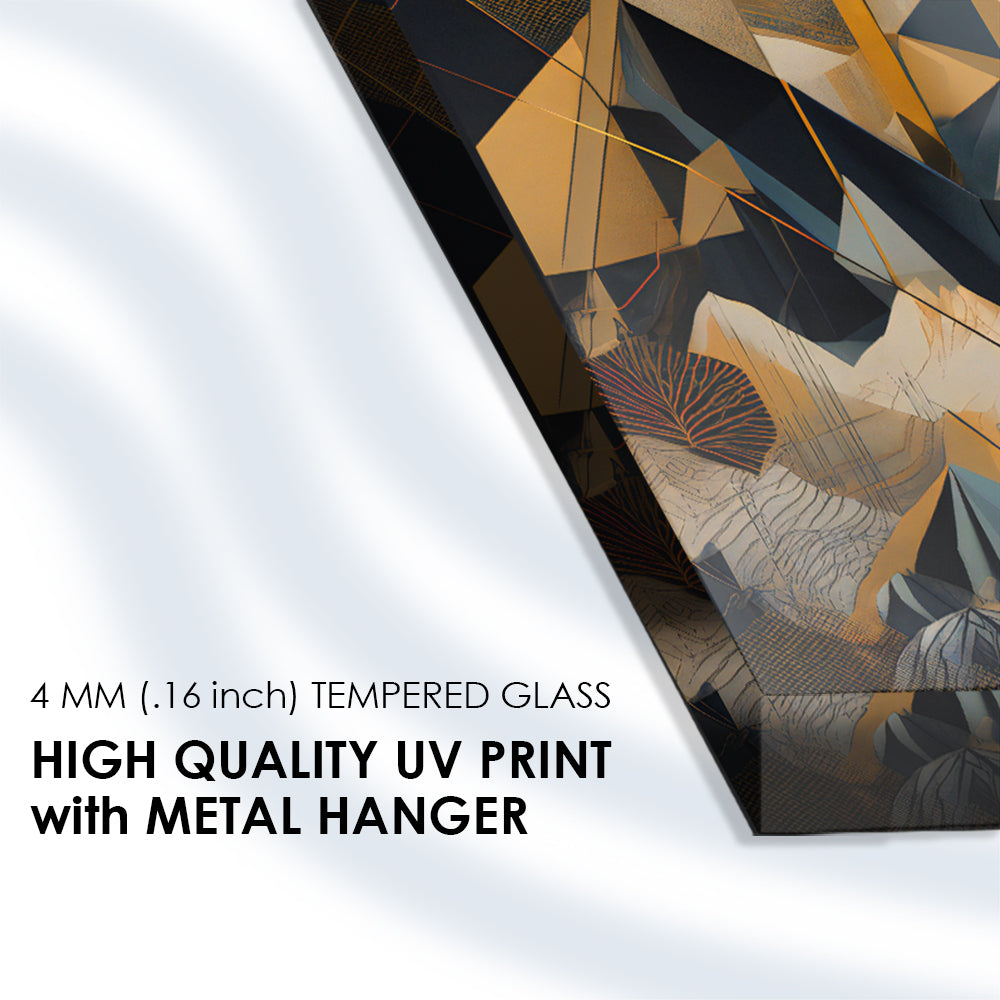 Geometric Harmony: Tempered Glass Artwork