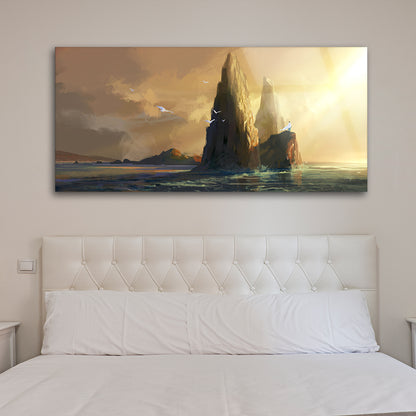 Dusk by the Sea: Tempered Glass Landscape Art