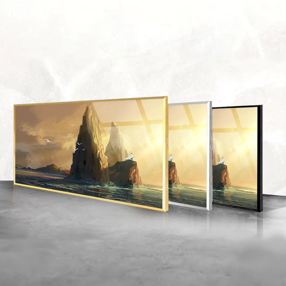 Dusk by the Sea: Tempered Glass Landscape Art