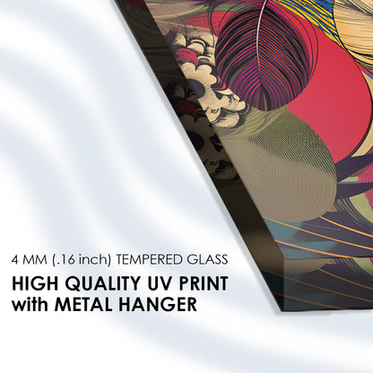 Feathery Splendor: Tempered Glass Artwork