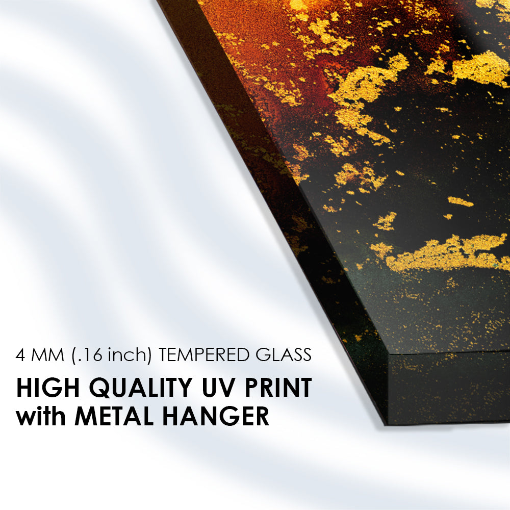 Fiery Elegance: Tempered Glass Abstract Art