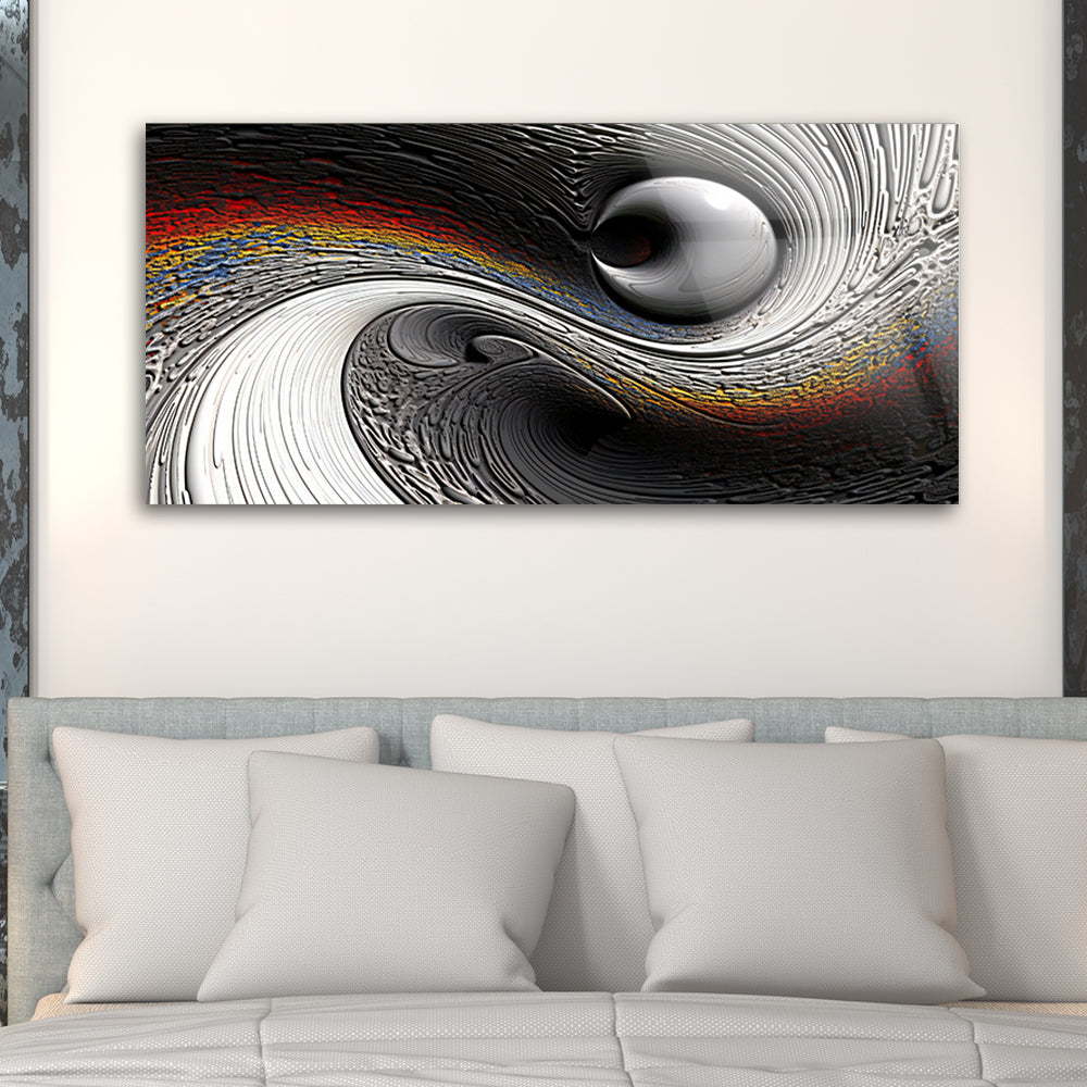 Spiraling Spectrum: Tempered Glass Abstract Art