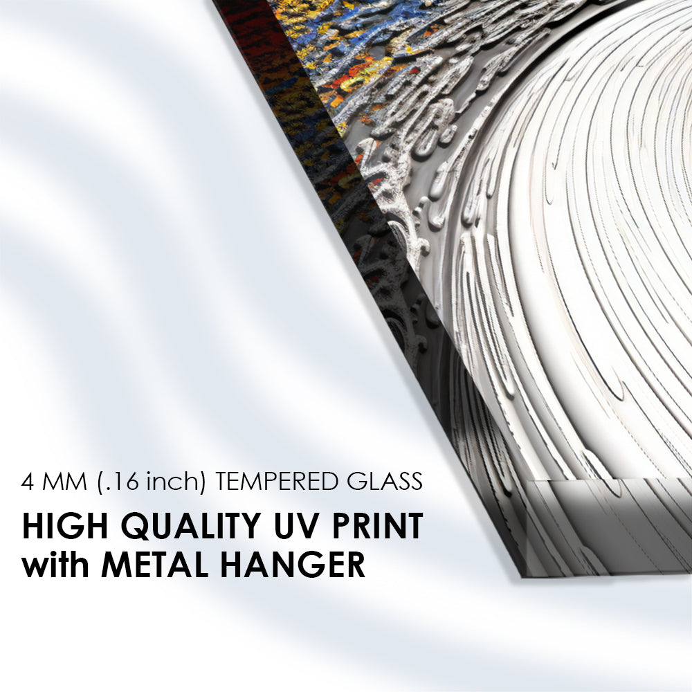 Spiraling Spectrum: Tempered Glass Abstract Art